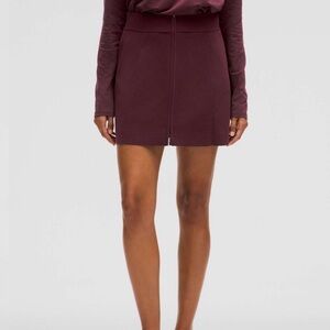 Lululemon Ribbed-Knit Mini Skirt Garnet